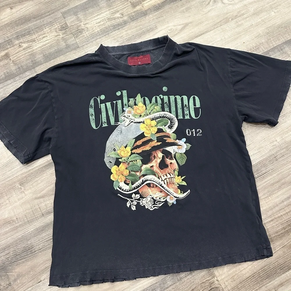 Civil Regime Graphic Skull Snake Tee in Vintage